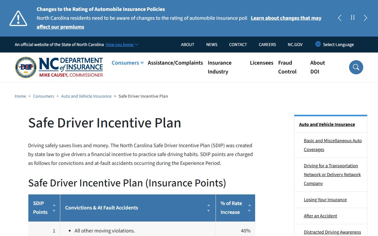 Rockingham County Clerk of Superior Court traffic insurance point reference