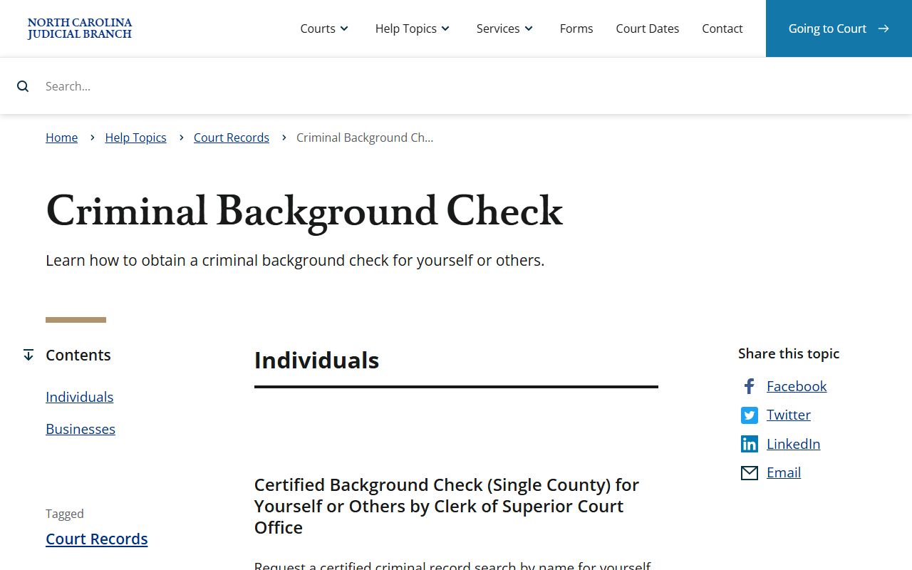 Rockingham County court records certified criminal background check instructions