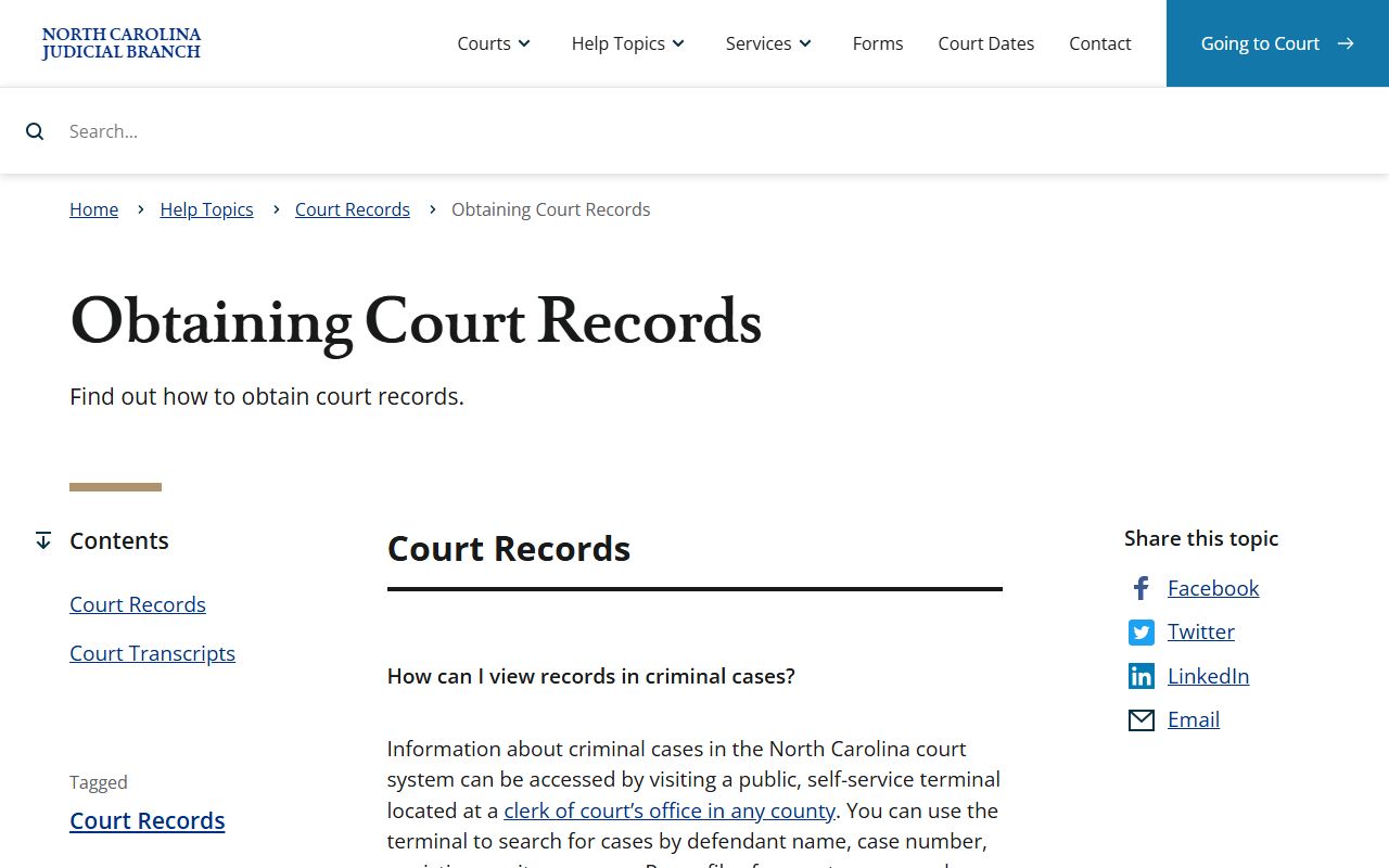 Rockingham County court records obtaining North Carolina court records