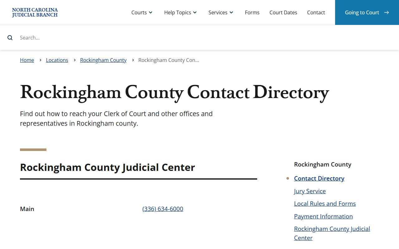 Rockingham County court records contact directory