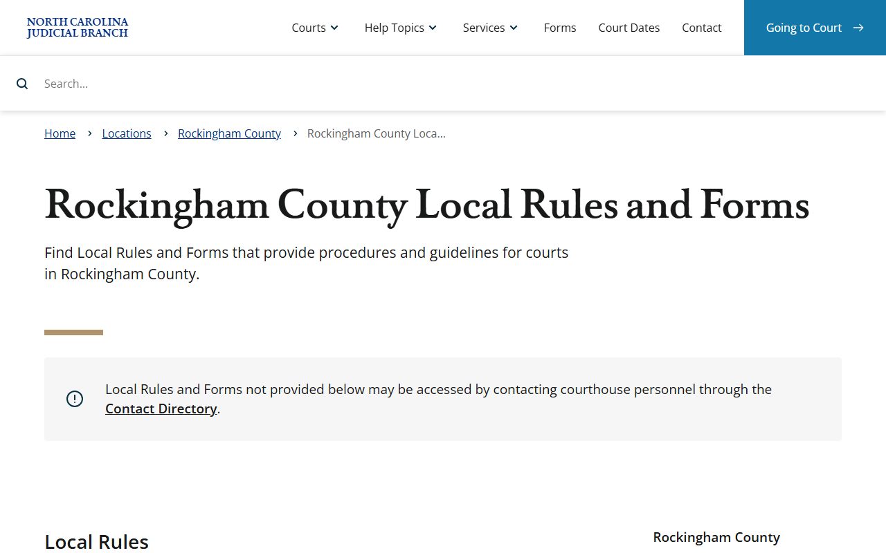 Rockingham County court records local rules and forms