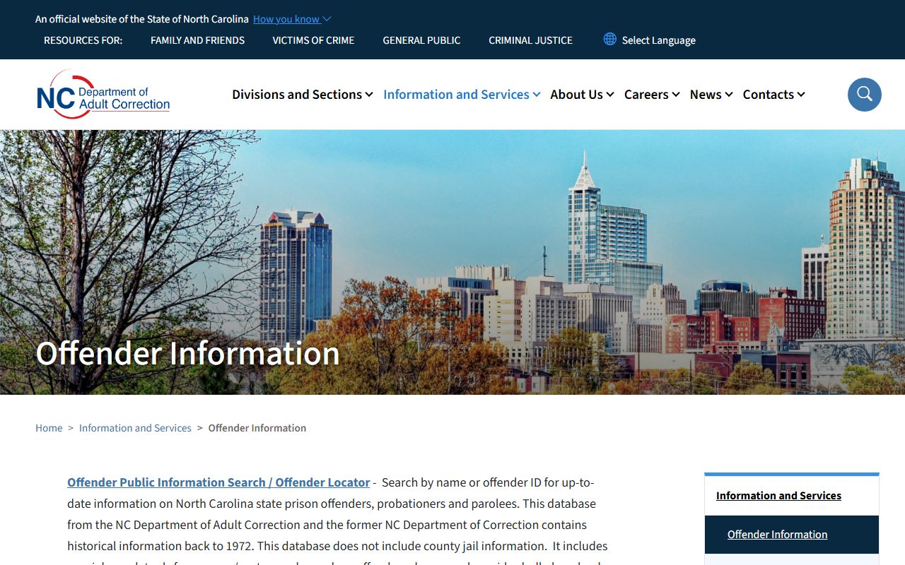 Rockingham County inmate search NC DAC offender-search landing page