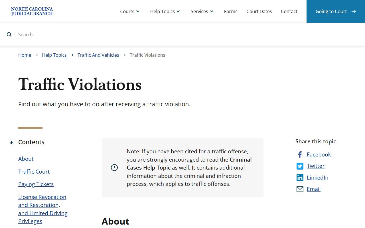 Rockingham County traffic court records North Carolina traffic violations help
