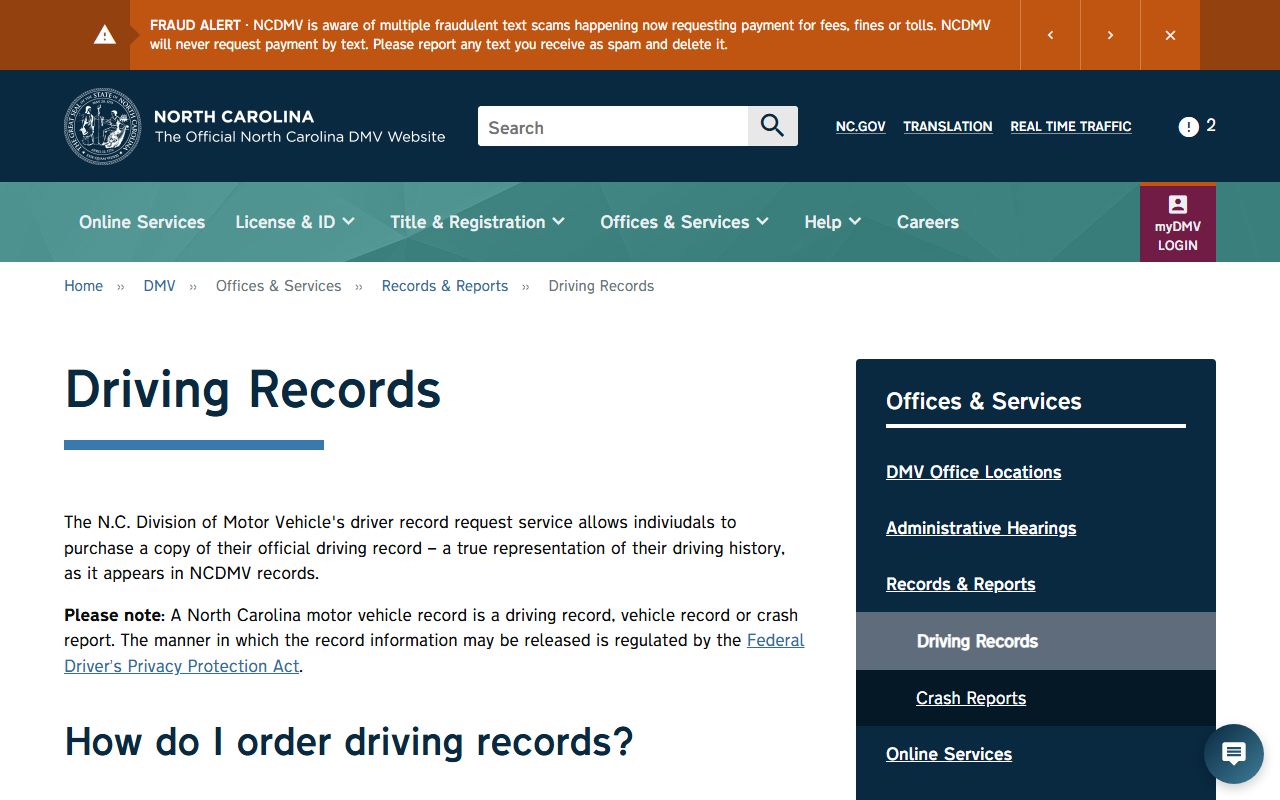 Rockingham County traffic court records NCDMV driving records